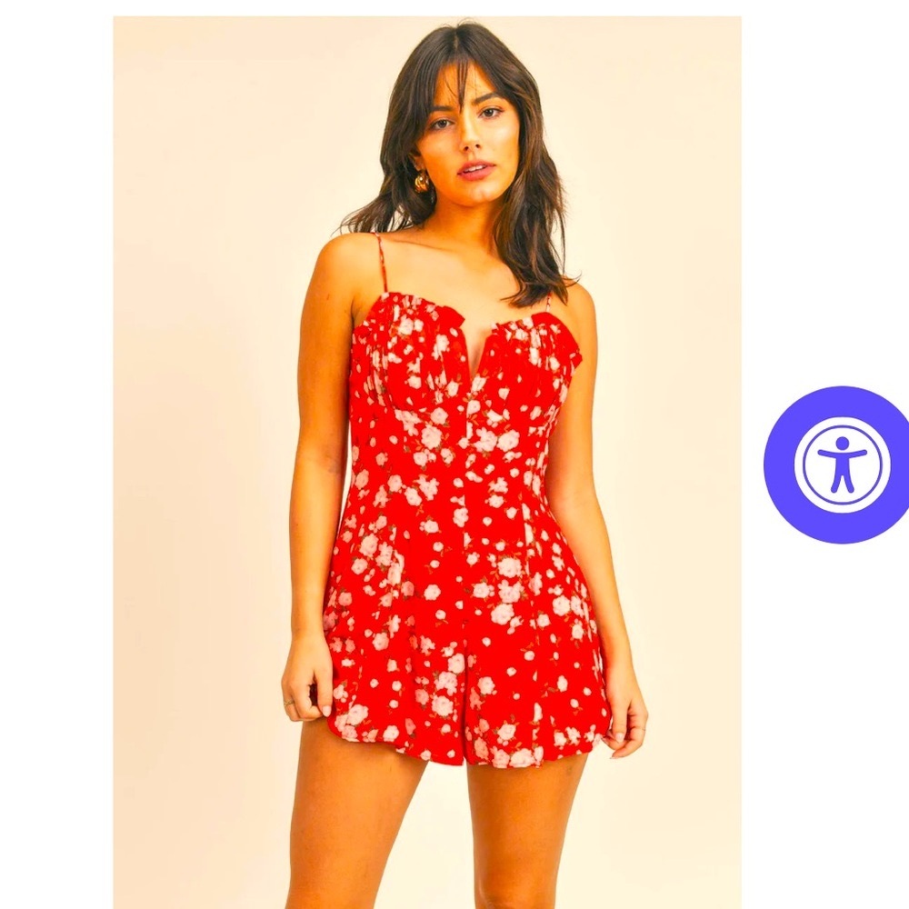 Sage Red Floral Jumpsuit